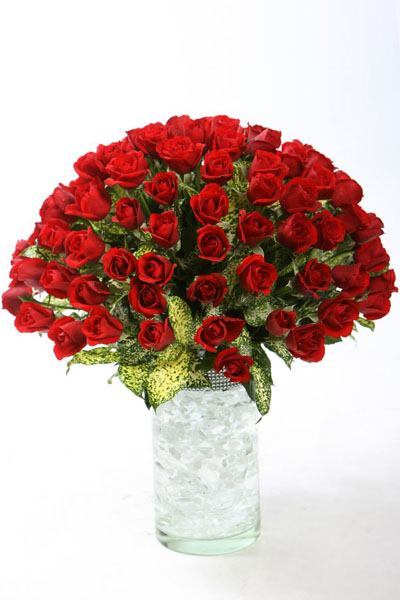 Bình hoa đỏ lãng mạn Màu Đỏ