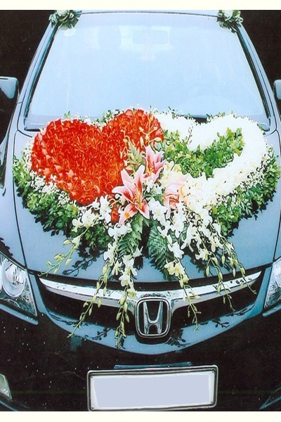 Hoa xe cưới Honda hoa hồng Màu kết hợp