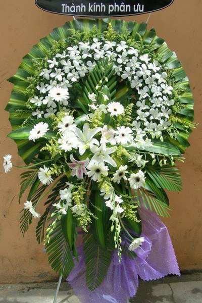 Vòng hoa tang lễ Màu Xanh